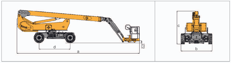 Схематический рисунок электрического телескопического подъемника XGS20ACK, XGS20ACK