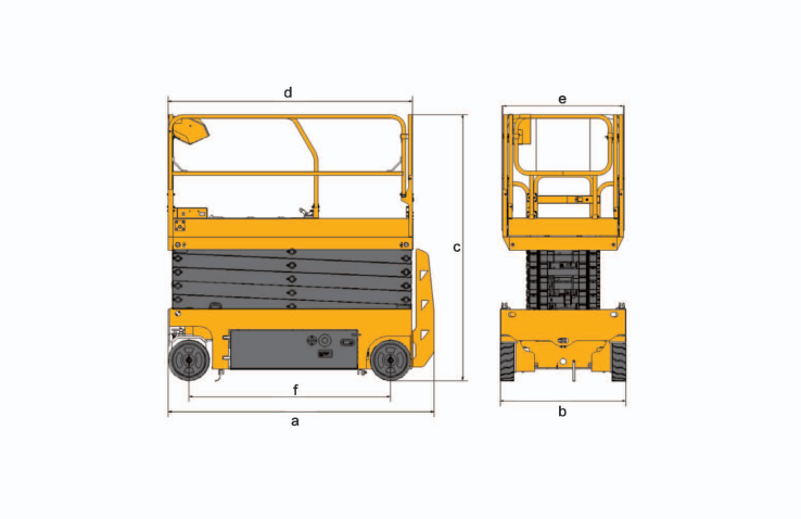 Схематический рисунок ножничного подъемника XG1412HD, XG1412HA, XG1412AC