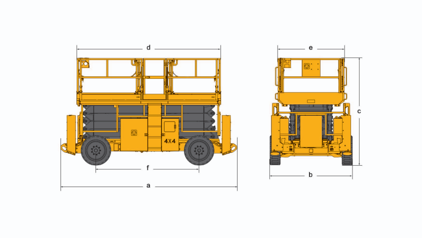 Схематический рисунок ножничного подъемника XG1523ERT, XG1823ERT