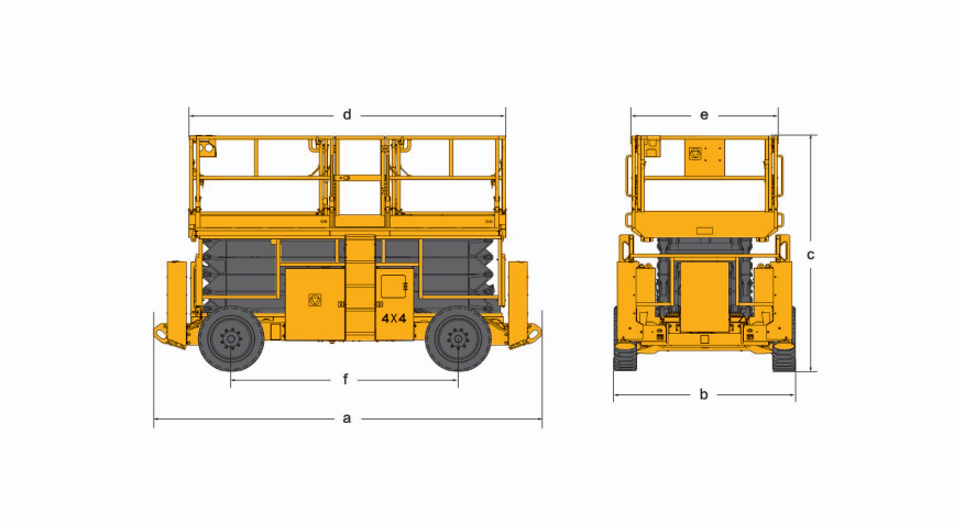 Схематический рисунок ножничного подъемника XG1523RT, XG1823RT