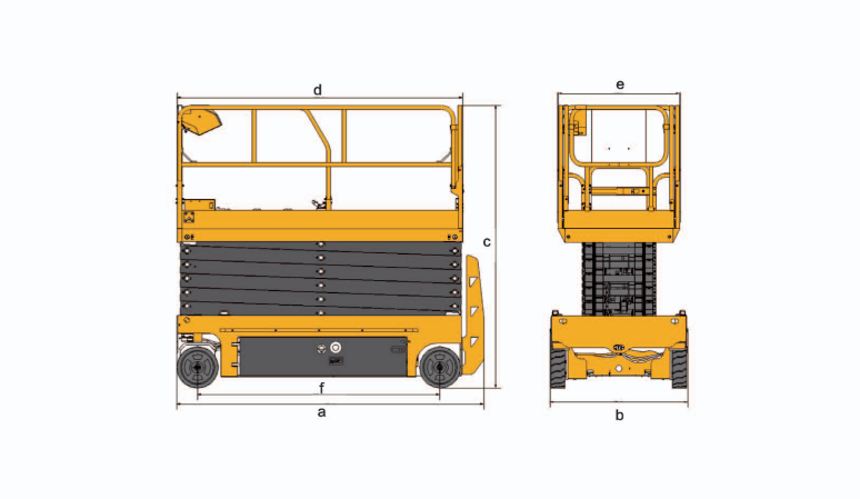 Схематический рисунок ножничного подъемника XG1614HD, XG1614HA, XG1614AC